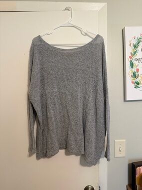 Soft Gray Oversized Knit Sweater